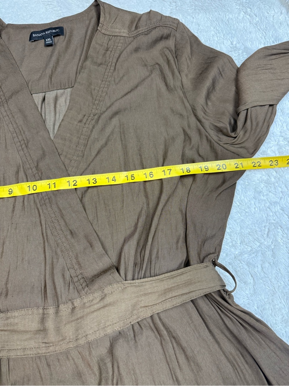 Banana Republic Taupe-Brown Wrap Blouse with Self-Tie - Picture 4 of 6